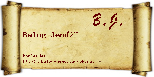 Balog Jenő névjegykártya